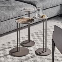 Trio of Sting round side tables by Cattelan with marble effect ceramic Keramik top