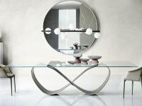 Butterfly by Cattelan extra-clear glass table with steel base with bevelled edges