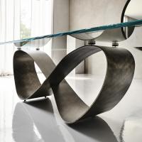 Detail of Butterfly by Cattelan painted steel design base table brushed grey