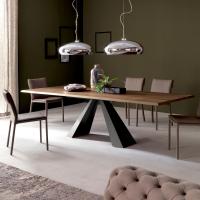 Eliot table with wood top and steel structure by Cattelan