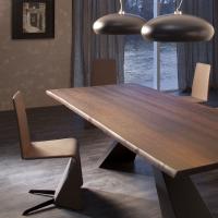 Eliot table with wood top and steel base by Cattelan