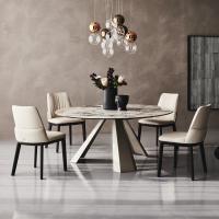 Eliot round table with Makalu marble-effect Keramik ceramic top 