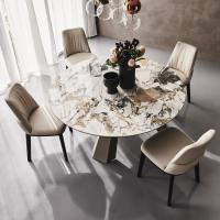 Eliot round table with Makalu marble-effect Keramik ceramic top 