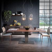 Elvis dining table by Cattelan with stainless steel base and wood top