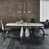 Shaped rectangular table in different finishes of Keramik stone