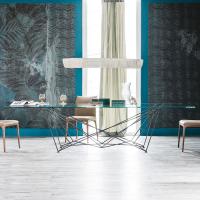 Gordon rectangular table by Cattelan with metal base and glass top