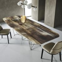 Gordon shaped rectangular table by Cattelan with CrystalArt glass top (CY02)