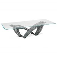 Hystrix design table in glass and steel, by Cattelan