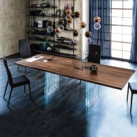Ikon wooden table with glass legs by Cattelan