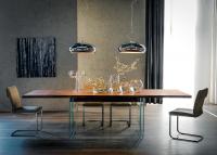 Ikon wooden table with glass legs by Cattelan