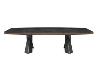 Mad Max by Cattelan table with wooden top in matt black open pore lacquered elm with edge and under-top in painted metal brushed bronze