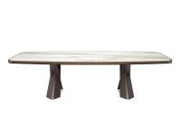 Mad Max by Cattelan table with Keramik top and edge and under-top in painted metal brushed bronze