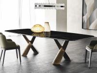 Mad Max by Cattelan table with Keramik top and simple edge and legs in painted metal brushed bronze.