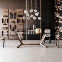 Planer table by Cattelan with top in glass and Structure in brush bronze painted metal