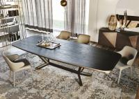 Planer table by Cattelan with shaped wooden top and brushed bronze painted profile