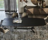 Planer table by Cattelan with wooden top and brushed bronze painted profile