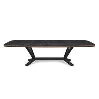 Table with shaped top Planer by Cattelan with brushed bronze painted profile