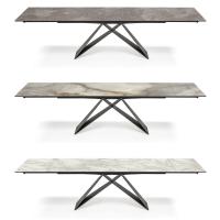 Different Keramik stone finishes for Premier table by Cattelan