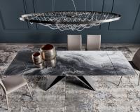 Extending Premier table by Cattelan with crystal top in CrystalArt CY01 decorative print