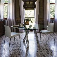 Ray table by Cattelan with tilted legs - chromed metal legs