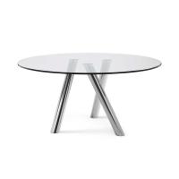 Ray table with tilted legs by Cattelan in chrome metal