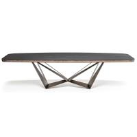Skorpio table with brushed bronze painted rounded bottom profile