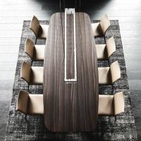 Top view of the living room table Skorpio by Cattelan with wooden top