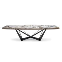 Skorpio table by Cattelan with Keramik top and bottom profile in brushed bronze painted metal