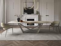 Living room table with Keramik Skorpio top by Cattelan 