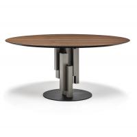 Skyline table by Cattelan in the version with round top in wood veneer and matt lacquered bevelled edges