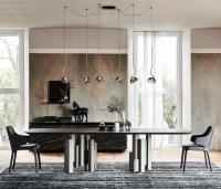 Skyline table by Cattelan in the shaped model with top in wood veneer and bevelled edges in graphite matt lacquer