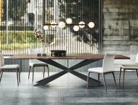 Spyder table with solid wood top with irregular edges