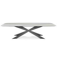 Spyder shaped rectangular table with marble effect Keramik top