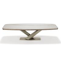 Stratos table by Cattelan in Keramik stone with lower rounded profile
