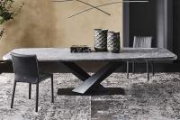 Keramik stone top with rounded lower profile in brushed grey lacquered MDF wood