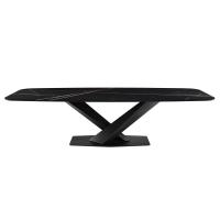 Stratos table by Cattelan with Keramik stone top in KM09 Glossy Sahara Noir Marble 