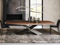 Tyron by Cattelan modern table in blockboard wood with Materwood sold top in Canaletto walnut and base in embossed metal titanium
