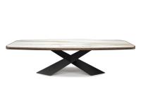 Tyron by Cattelan table with top in Keramik and edges in painted metal brushed bronze