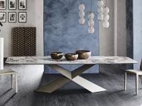 Rectangular shaped Tyron by Cattelan table with top in Keramik Breccia 