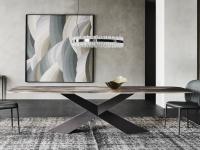 Tyron by Cattelan table with top in decorated clear glass CrystalArt