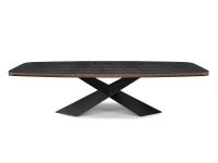 Tyron by Cattelan with wooden top and edge with profile in painted metal brushed bronze