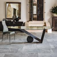 Valentino table with base in wood and stone by Cattelan