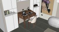 Living/Dining 3D Design - detail of the desk