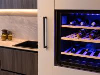 Wine cellar with pull-out wooden drawers, holding up to 41 bottles
