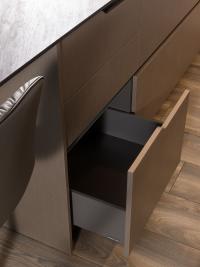 Detail of the curved outline of the drawer