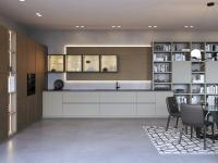 Modern kitchen for open space with built-in bookcase