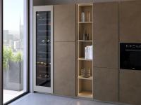 Luxury modern kitchen with column wine cellar