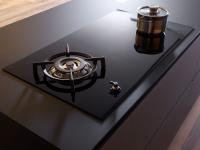Detail of the induction and gas hob