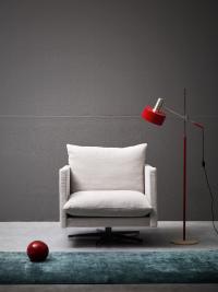 Aker 80 cm armchair with feather cushions and central metal spoked base