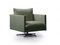 Aker armchair with central swivel base, upholstered in Capri 100% sage green linen fabric